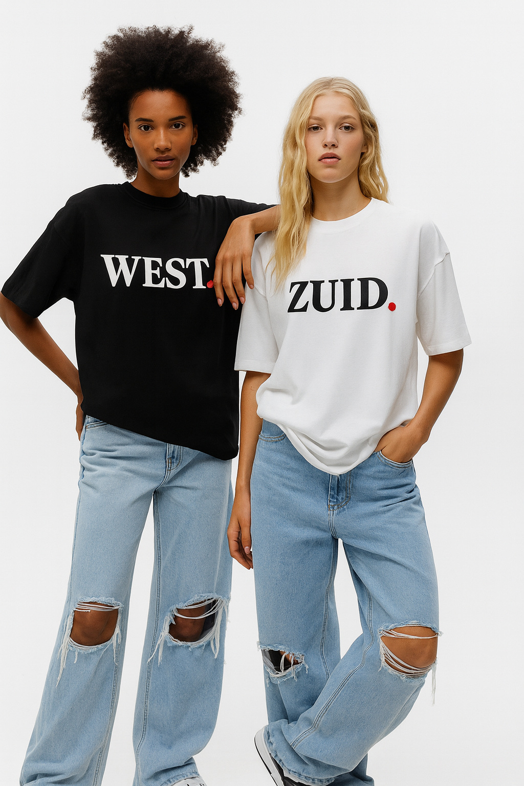 T-shirt OOST wit zwart Uniseks T-shirt