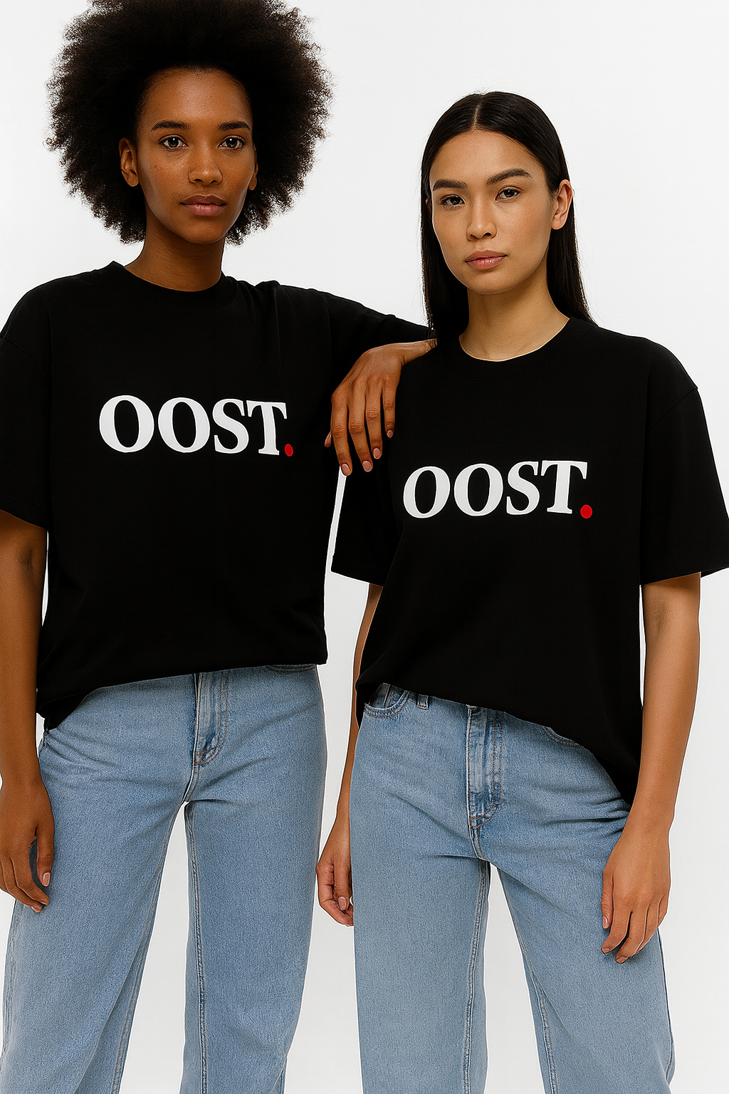 T-shirt OOST wit zwart Uniseks T-shirt