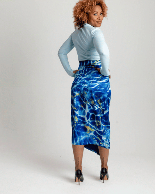 4: Satin Wikkelrok Blauw| Duurzaamheid met Natuurlijke Schoonheid