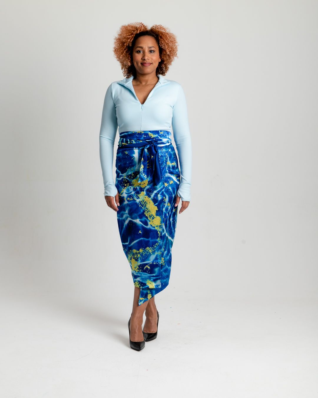 4: Satin Wikkelrok Blauw| Duurzaamheid met Natuurlijke Schoonheid